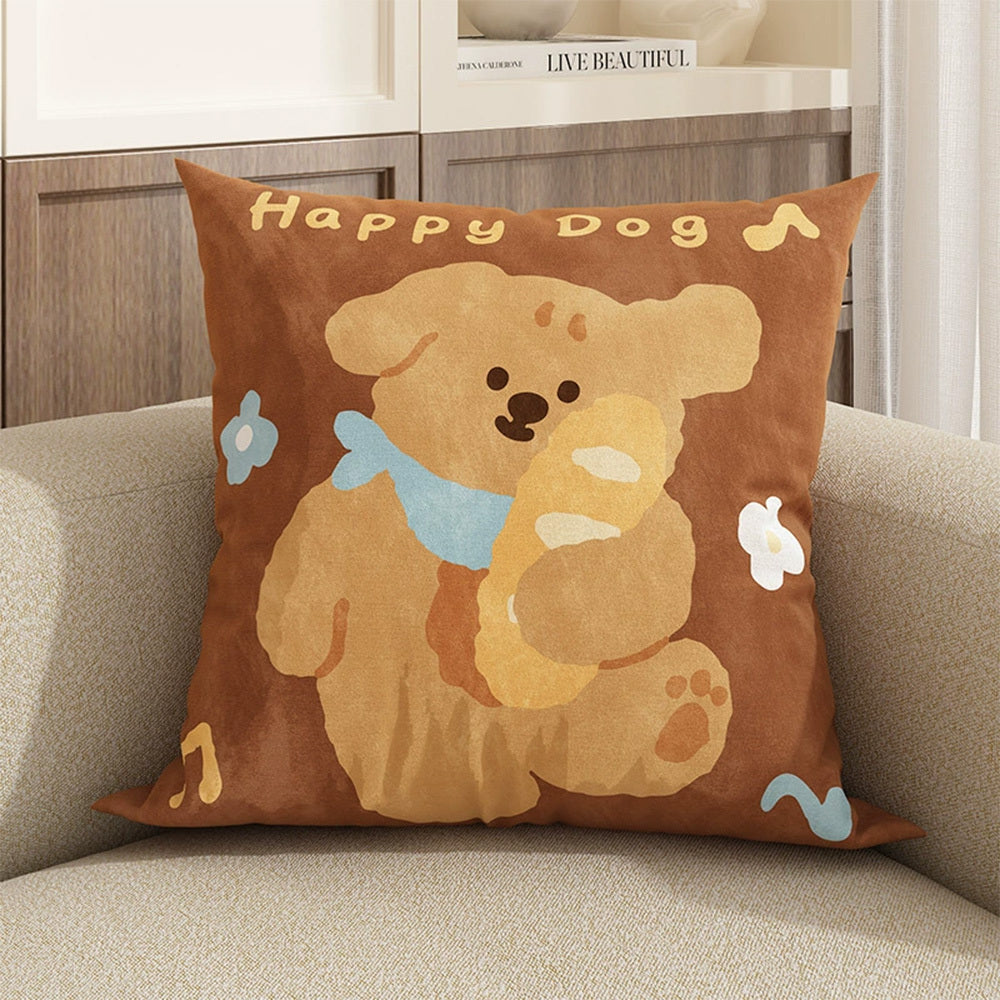 HKM-376019 Cute Dog Pillowcase Cushion Cover 45x45cm for Home Decoration, Sofa, Car, and Office