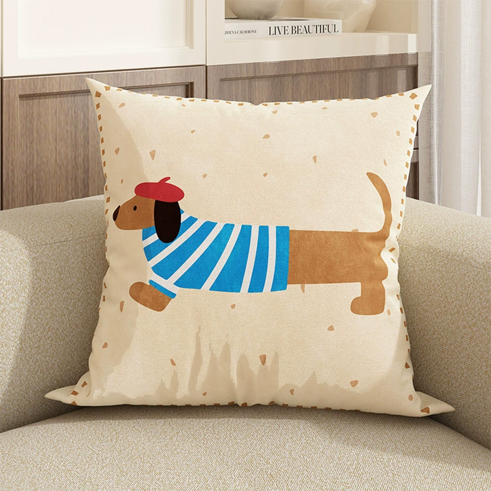 HKM-376019 Cute Dog Pillowcase Cushion Cover 45x45cm for Home Decoration, Sofa, Car, and Office