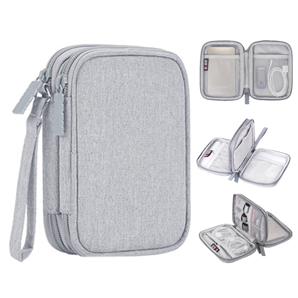HKM-376083 Portable Storage Bag for 2.5-Inch Mobile Hard Drives and Cables – Simple Design in Black and Gray