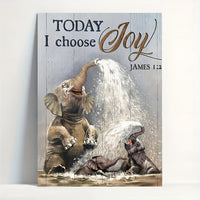 HKM-376147 Funny Elephant Bathroom Canvas Wall Art with Wood Frame - Ready to Hang Home Decor for Living Room and Bedroom