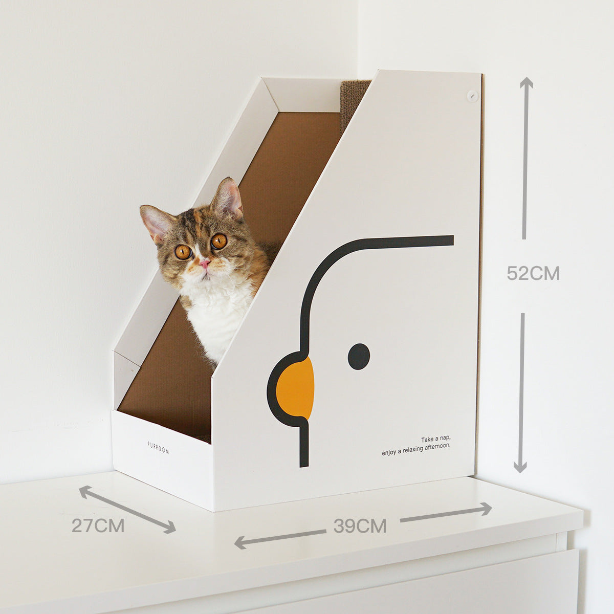 HKM-376211 Corrugated Cat Scratch Board with White House and Book Stand Design, 32.5cm
