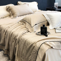HKM-376211 Tencel Light Luxury Jacquard Summer Quilt Four-Piece Set - Soft Lyocell Fiber, Antibacterial Fill, Multiple Sizes Available