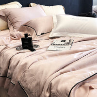 HKM-376211 Tencel Light Luxury Jacquard Summer Quilt Four-Piece Set - Soft Lyocell Fiber, Antibacterial Fill, Multiple Sizes Available