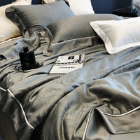 HKM-376211 Tencel Light Luxury Jacquard Summer Quilt Four-Piece Set - Soft Lyocell Fiber, Antibacterial Fill, Multiple Sizes Available