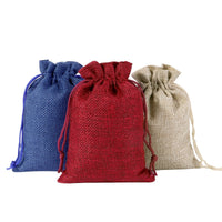 HKM-376339 Versatile Linen Drawstring Christmas Gift Bag with Stickers and Twine, Set of 24