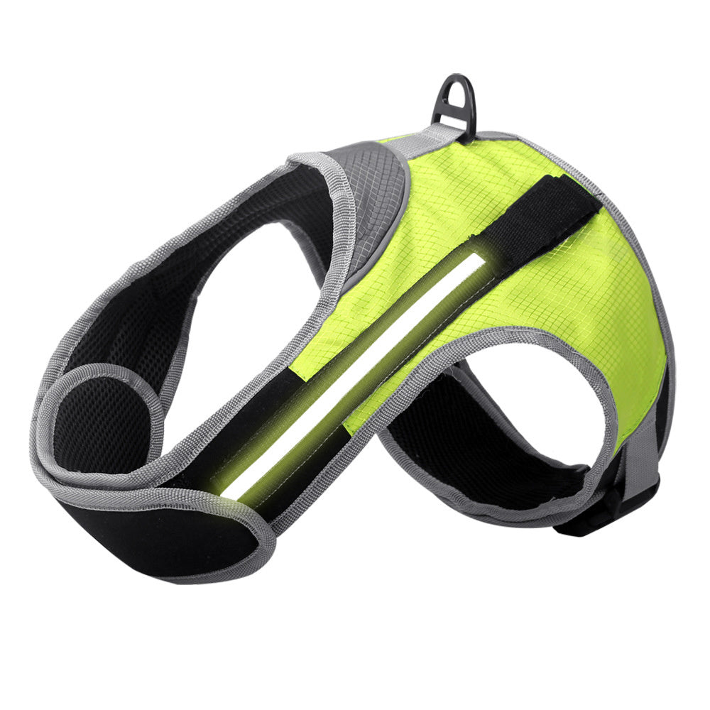 HKM-376403 Luminous LED Adjustable Pet Chest Strap in Lake Blue, Fluorescent Green, Wine Red, and Sun Orange