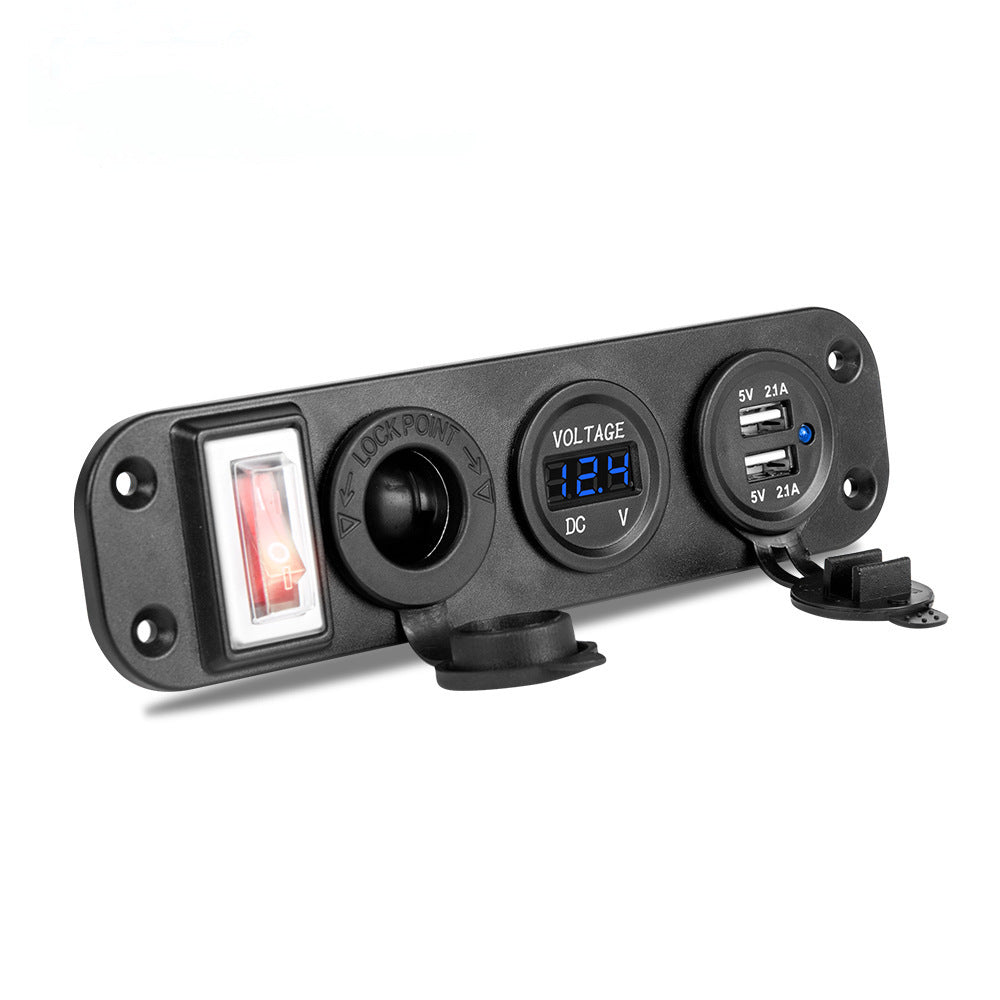 HKM-376467 Multi-Port Car Mobile Phone Charger - YD-YY-TU-KG (Red/Green/Blue Light)