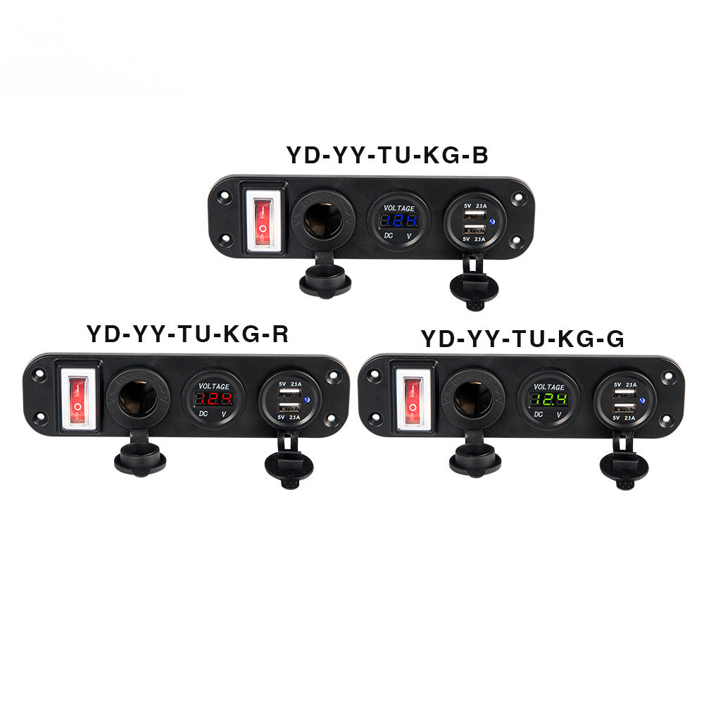 HKM-376467 Multi-Port Car Mobile Phone Charger - YD-YY-TU-KG (Red/Green/Blue Light)