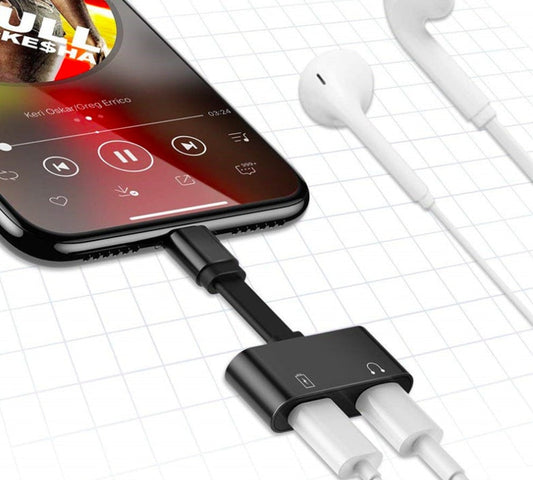 HKM-376595 2 in 1 Lightning Adapter for Charging, Calling, and Listening to Audio