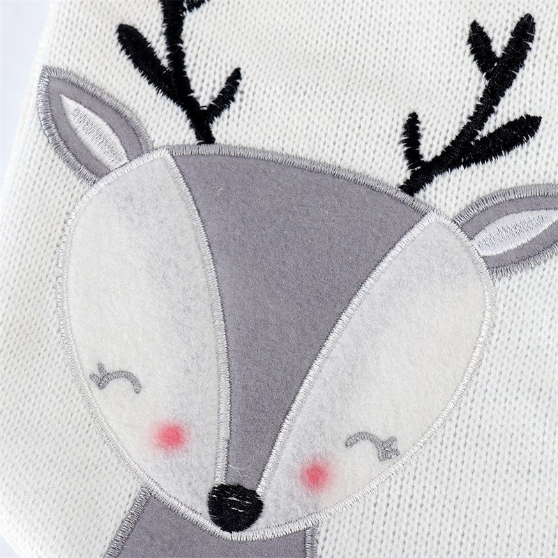 HKM-376659 Christmas Fox Wool Gift Stockings - White, Red & Golden Variants, Cozy Cloth Material
