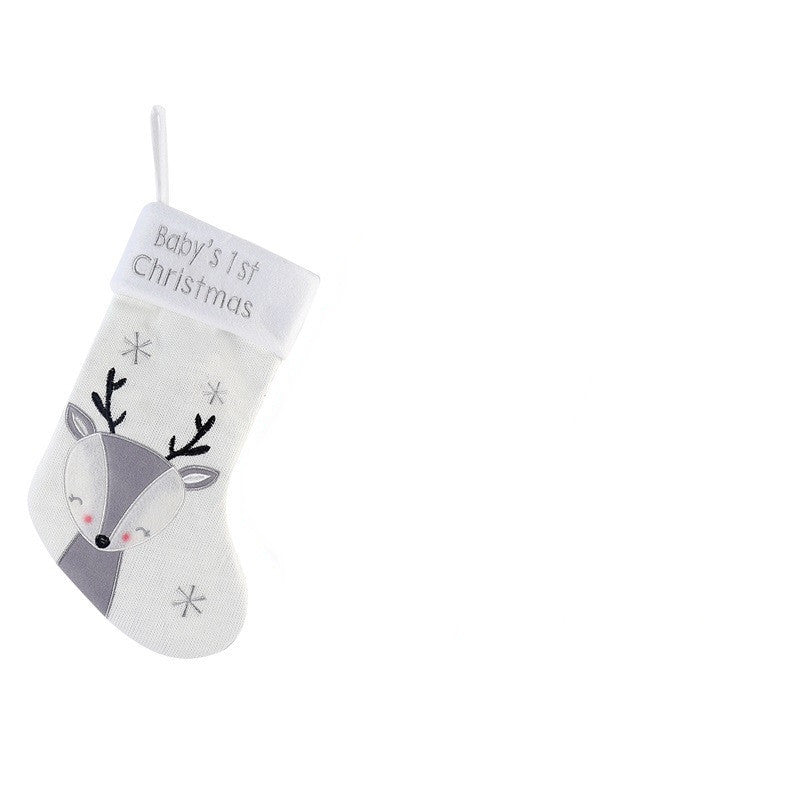 HKM-376659 Christmas Fox Wool Gift Stockings - White, Red & Golden Variants, Cozy Cloth Material