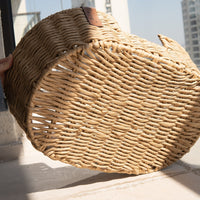 HKM-376851 Hand-woven Rattan Pet Nest with Natural Wood and Flannel Options - Small to Large Sizes