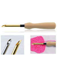 HKM-377043 DIY Embroidery Needle Set with Wooden Handle and Threaders - Includes 6 Poke Needles
