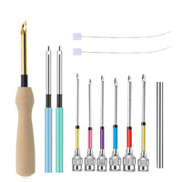 HKM-377043 DIY Embroidery Needle Set with Wooden Handle and Threaders - Includes 6 Poke Needles