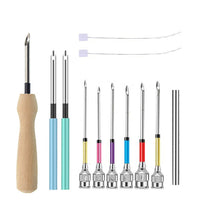 HKM-377043 DIY Embroidery Needle Set with Wooden Handle and Threaders - Includes 6 Poke Needles