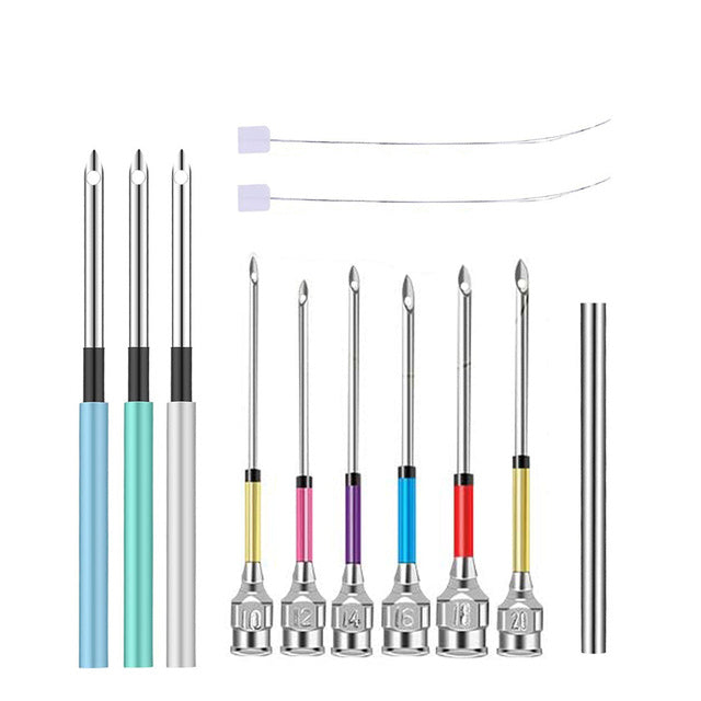 HKM-377043 DIY Embroidery Needle Set with Wooden Handle and Threaders - Includes 6 Poke Needles