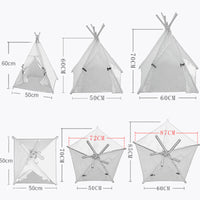 HKM-377043 Portable Dog and Cat Teepee Tent with Cushion - Washable Indoor Bed for Small Pets