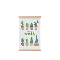 HKM-377299 Cartoon Green Plant Canvas Art in Solid Wood Frame - Modern Hanging Decorative Picture
