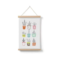HKM-377299 Cartoon Green Plant Canvas Art in Solid Wood Frame - Modern Hanging Decorative Picture