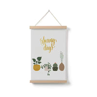 HKM-377299 Cartoon Green Plant Canvas Art in Solid Wood Frame - Modern Hanging Decorative Picture