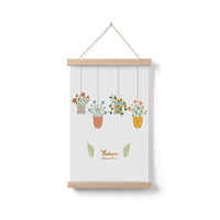 HKM-377299 Cartoon Green Plant Canvas Art in Solid Wood Frame - Modern Hanging Decorative Picture