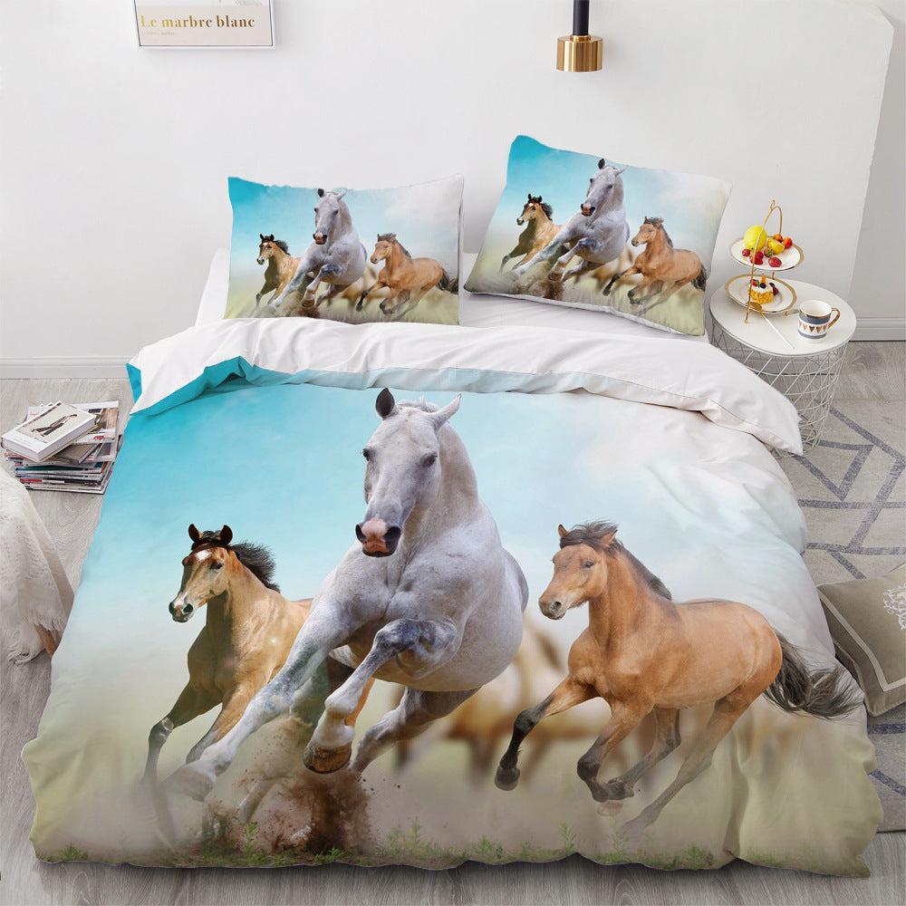 HKM-377363 3D Digital Printing Polyester Bedding Set with Quilt Cover and Pillowcases
