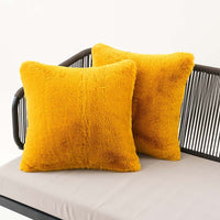 HKM-377427 Yellow Geometric & Floral Pattern Pillow Covers - 4 Pack, 45x45cm Cotton & Linen
