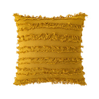 HKM-377427 Yellow Geometric & Floral Pattern Pillow Covers - 4 Pack, 45x45cm Cotton & Linen