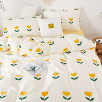 HKM-377683 Pure Cotton Floral 4-Piece Bedding Set for Various Bed Sizes