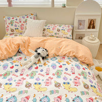 HKM-377683 Pure Cotton Floral 4-Piece Bedding Set for Various Bed Sizes