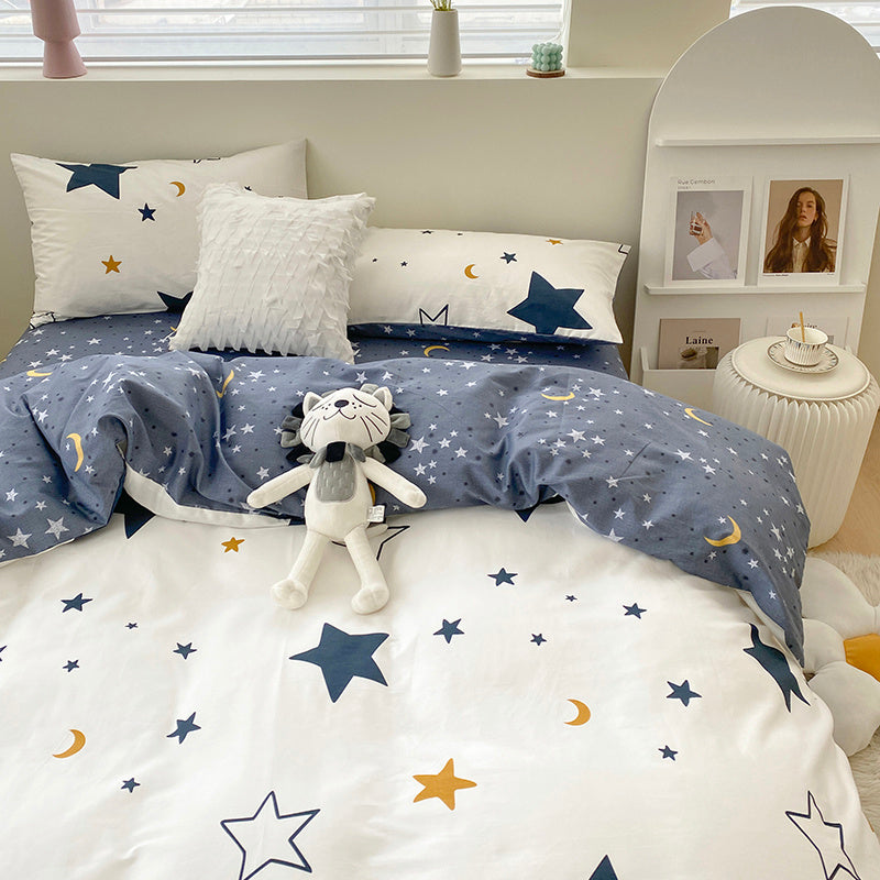 HKM-377683 Pure Cotton Floral 4-Piece Bedding Set for Various Bed Sizes