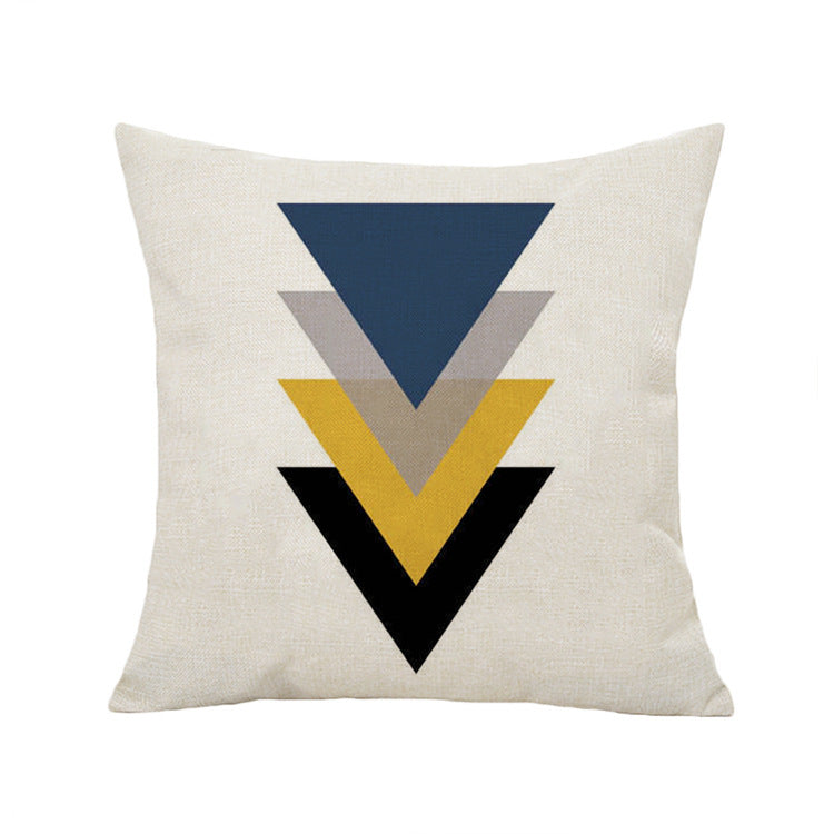 HKM-377747 Geometric Abstract Lattice 3D Digital Printed Hemp Linen Pillow Set - 45x45CM