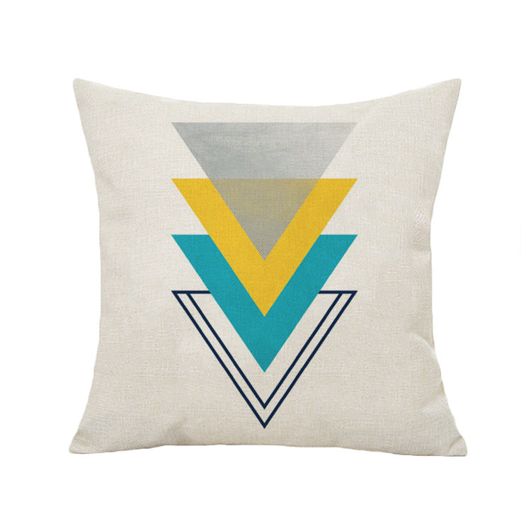 HKM-377747 Geometric Abstract Lattice 3D Digital Printed Hemp Linen Pillow Set - 45x45CM