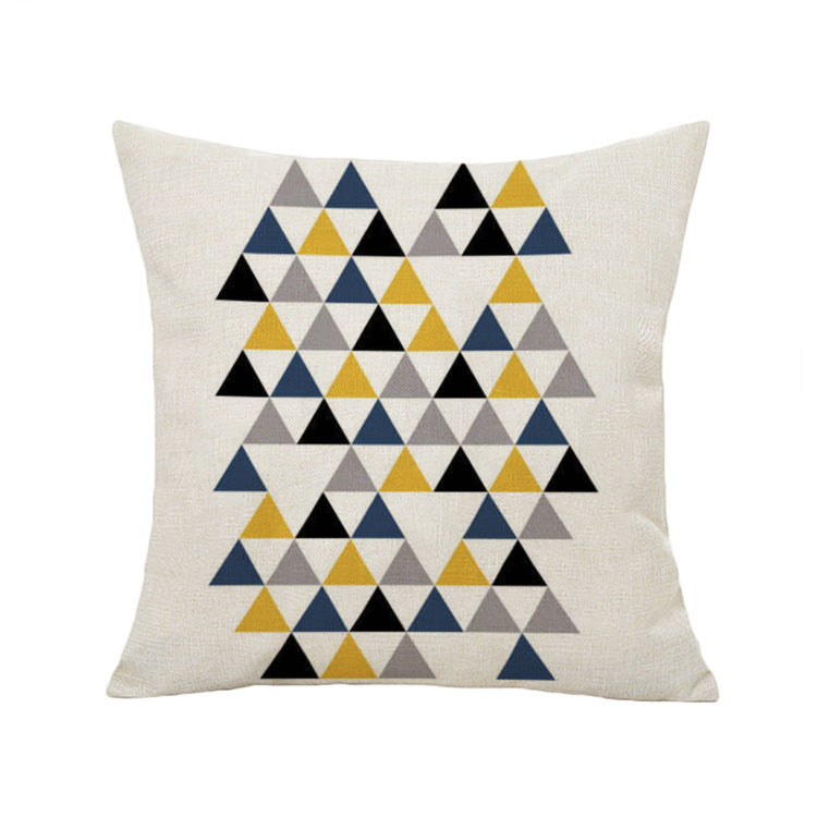 HKM-377747 Geometric Abstract Lattice 3D Digital Printed Hemp Linen Pillow Set - 45x45CM