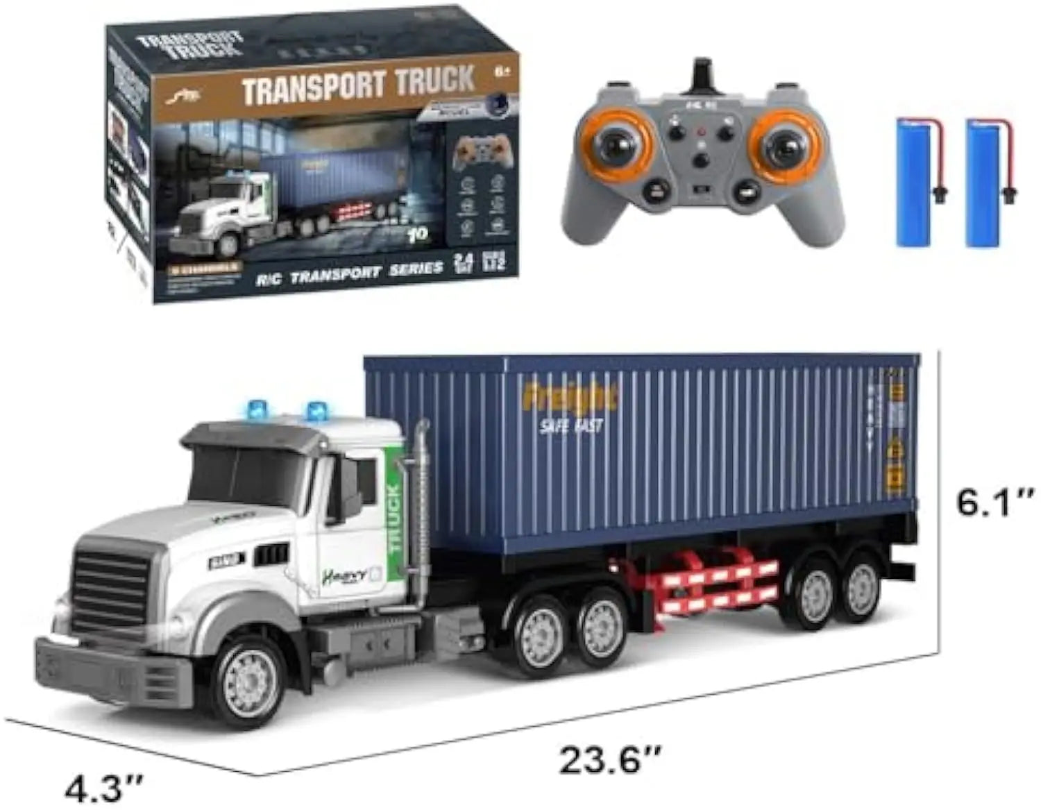 HKM-378003 Remote Control 1:12 Scale Semi Truck with Lights and Music - 9 Channels, Ready-to-Go