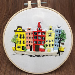 HKM-378195 Beginner Embroidery Kit with Tools for DIY 3D Landscape Needlework and Cross Stitch Art