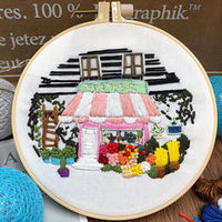 HKM-378195 Beginner Embroidery Kit with Tools for DIY 3D Landscape Needlework and Cross Stitch Art