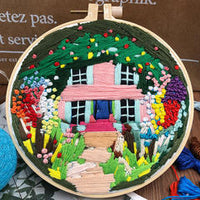 HKM-378195 Beginner Embroidery Kit with Tools for DIY 3D Landscape Needlework and Cross Stitch Art