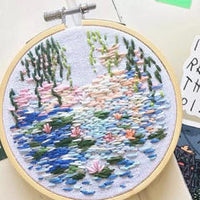 HKM-378195 Beginner Embroidery Kit with Tools for DIY 3D Landscape Needlework and Cross Stitch Art