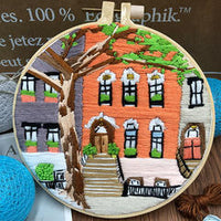 HKM-378195 Beginner Embroidery Kit with Tools for DIY 3D Landscape Needlework and Cross Stitch Art