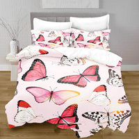 HKM-378515 3D Digital Printed Butterfly Pattern Brushed Quilt Cover and Pillowcase Bedding Set