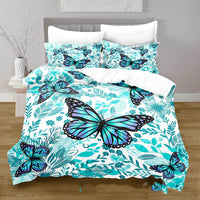 HKM-378515 3D Digital Printed Butterfly Pattern Brushed Quilt Cover and Pillowcase Bedding Set
