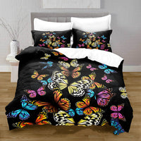 HKM-378515 3D Digital Printed Butterfly Pattern Brushed Quilt Cover and Pillowcase Bedding Set