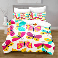 HKM-378515 3D Digital Printed Butterfly Pattern Brushed Quilt Cover and Pillowcase Bedding Set