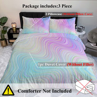 HKM-378515 Chic Rainbow Glitter Ombre Duvet Cover Set with 2 Pillow Shams - Pastel Colors, Microfiber, 3-Piece Bedding Set