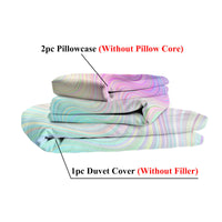 HKM-378515 Chic Rainbow Glitter Ombre Duvet Cover Set with 2 Pillow Shams - Pastel Colors, Microfiber, 3-Piece Bedding Set