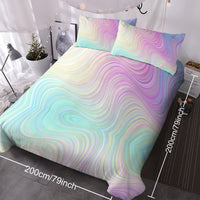 HKM-378515 Chic Rainbow Glitter Ombre Duvet Cover Set with 2 Pillow Shams - Pastel Colors, Microfiber, 3-Piece Bedding Set