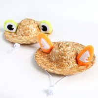 HKM-378515 Summer Straw Animal Ear Hats for Pets - Cute Frog, Antler, Kitten & Long Ears