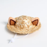 HKM-378515 Summer Straw Animal Ear Hats for Pets - Cute Frog, Antler, Kitten & Long Ears