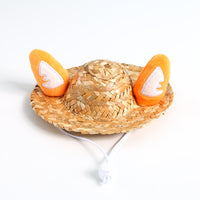 HKM-378515 Summer Straw Animal Ear Hats for Pets - Cute Frog, Antler, Kitten & Long Ears